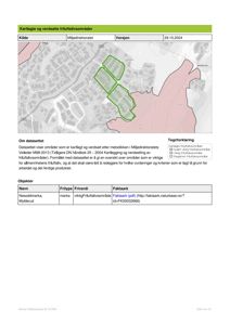 Et kart over Nesodnmarka og Myklerud som viser friluftslivsområder, inkludert en oversikt over området med grønnfargete områder.