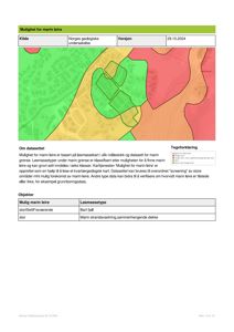 Et geologisk kart som viser muligheten for marin leire i et område, basert på løsmassekart og datasett for marin grense.