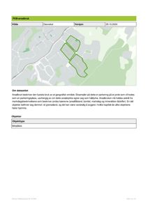 Et kart som viser et geografisk område med grønne områder og veier, merket som 'FKB-arealbruk'.