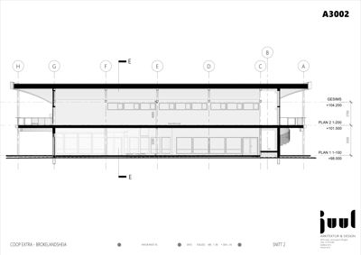 Snittegning (SNITT 2) som viser bygningens tverrsnitt, høyder, etasjer og konstruksjonsdetaljer.