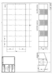 Fasadetegning som viser oppriss av gavelfasaden og vindusfelt i vegg og tak.