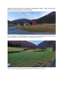 Fotografier av et tilaksområde og en flate ved elvekrysset, inkludert beskrivende tekster.