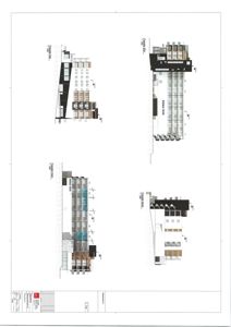 Fasadetegning som viser bygningens utseende fra fire ulike vinkler (Sør, Vest, Nord, Øst).