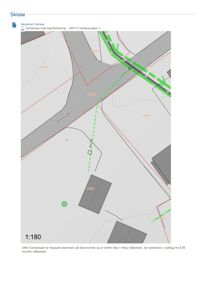 Kartutsnitt (kartskisse) som viser tomt, vei (Verkenvegen) og bygningsplasseringer.