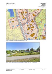 Et fotografi av tomten i dagens situasjon, sett fra Hagavegen.