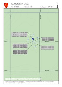 Situasjonsplan (kart) som viser eiendomsgranser, koordinater og nabolag.