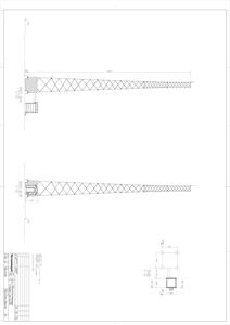 Snittegning av en tårnkonstruksjon med oppgitt dimensjoner og snittlinjer (SNITT A-A og SNITT B-B).