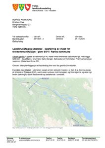 Situasjonskart som viser beliggenheten til et planlagt telemastanlegg i Røros kommune.