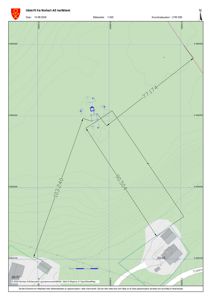 Situasjonsplan (tomtekart) som viser eiendomsgranser, høydemålerlinjer og nabolag.