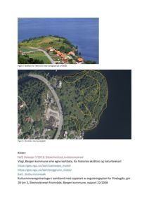 Bildet viser to fotografier (ett historisk fra 1963 og ett satellittbilde) med tilhørende tekster og kilder som dokumenterer et område med synlig fjell.