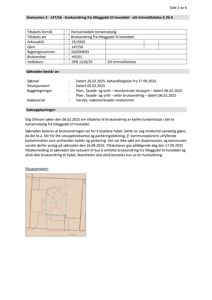 Situasjonskart som viser tomtens grenser og bygningens plassering.