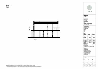 Snittegning (Snitt A) som viser bygningens tverrsnitt, høyder og romfordeling.