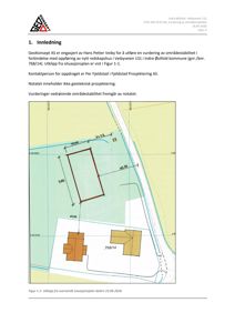Utklipp fra situasjonsplan som viser tomtens grenser, nabolag og bygningsplassering.