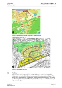 Bildet viser en situasjonsplan (oversiktskart) og et planforslag for et område kalt 'Åsen Gård'. Kartene illustrerer vegnett, bebyggelse og topografi.