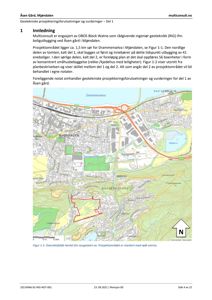 Oversiktskart over Åsen gård i Mjøndalen som viser prosjektområdet markert med rødt omriss.