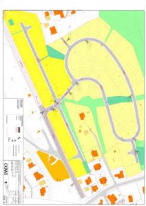 Situasjonsplan som viser tomtens beliggenhet, veier, bebyggelse og arealbruk.