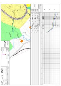Situasjonsplan som viser tomtens beliggenhet i forhold til omgivelsene, inkludert vei (AVE), høydekurver og en profil over terrenget.