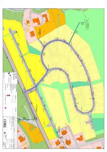Situasjonsplan som viser tomt, vei, naboeiendommer og arealbruk.