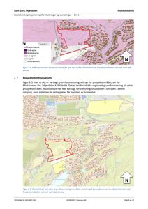 Oversiktskart som viser forurensningssituasjon og infiltrasjonsevne i et område, med prosjektområdet markert.
