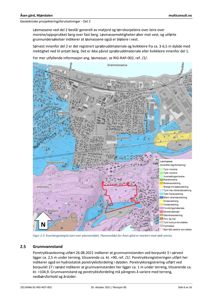 Kart over området med geologiske og hydrologiske data, inkludert løsmasser, grunnvannstand og porøsitetsavlesning.