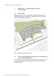Bildet viser en situasjonsplan (Figur 1) som illustrerer planområdet Åsen Gård, inkludert topografi, vegnett og plassering av fremtidige bygninger.
