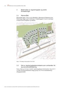 Et foreløpig situasjonsplan som viser plassering av boligbebyggelse i forhold til terrenget og infrastruktur i Åsen Gård.