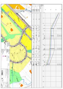 Situasjonsplan med topografisk utforming, vei- og vannføringsnett, samt høydekurver og detaljerte målepunkter.