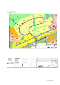 Et VA-kart (vann og avløp) som viser ledningsnett, vannmagasin og grunnvannsnivå for et område.