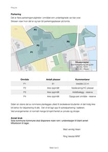 Situasjonsplan som viser parkeringsområder (P1-P4) og tomtegrenser.