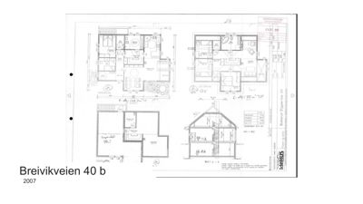 Bildet viser en tegning med flere etasjeplaner (Hovedplan, Sokkelplan, Loftsplan) og et snitt (Snitt A-A) for en bolig.