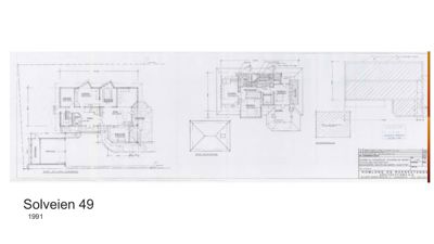 Bildet viser en arkitektonisk tegning med etasjeplaner (floor plans) for en bygning, inkludert romfordeling og dimensjoner.