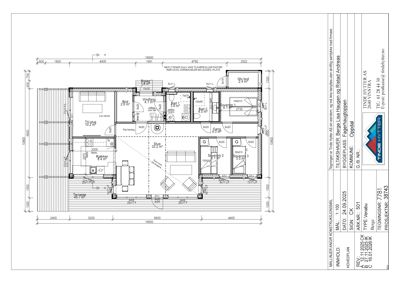 Etasjeplan (1. etasje) som viser romfordeling, dimensjoner og innredning for en bolig.