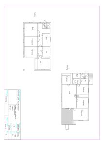 Etasjeplaner (1. etg og 2. etg) som viser romfordeling, dører og vinduer for en bolig.