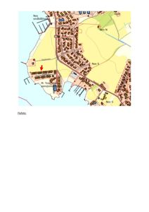 Et kart som viser et nabolag med en rød pil som peker på en spesifikk bygning eller tomt.