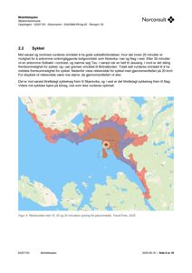 Kart som viser rekkevidde for sykling (10, 20 og 30 minutter) fra et planområde i Strand kommune, basert på TraveTime.