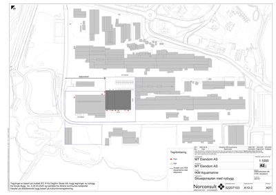Situasjonsplan som viser tomtens beliggenhet, eksisterende bygninger, nybygningsfotfot, veier og arealbruk.