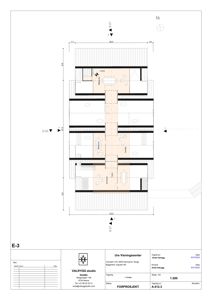 Etasjeplan (E-3) som viser romfordeling, dimensjoner og snittlinjer for Ure Visningssenter.
