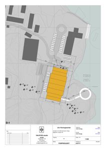 Situasjonsplan som viser bygningenes plassering på tomt, høydemålinger, veier og arealopplysninger.