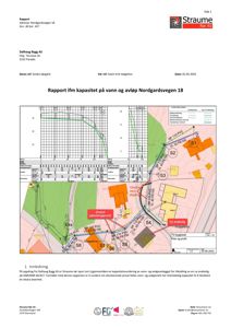 Situasjonsplan som viser vann- og avløpsnett, rørledninger (SP 110, SP 125), stoppekranner, og plassering av nye og eksisterende boliger i forhold til eksisterende infrastruktur.