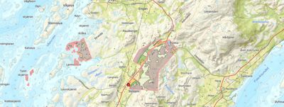 Kart over Solsen med omegn, som viser topografi, vannveier og kommunegrenser.