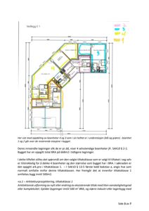 En plantegning som viser romfordeling og oppdeling av boenheter i en bygning.