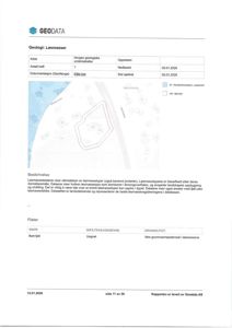 Et kart fra Geodata som viser geologiske løsmasser (Børt fjell) og grunnvannspotensial for et område.