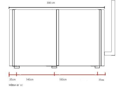 En teknisk detaljtegning som viser målspesifikasjoner for en konstruksjon, sannsynligvis et vindu eller dør med ramme og glassfelt.