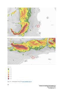 Bildet viser et helningskart (topografisk kart som viser terrengform) med fargekoding for helningsprosent. Det er også en markert bygningsplassering (rødt sirkel) og en referanse til 'www.skredkart.npi.no'.
