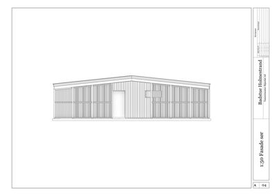 Fasadetegning av en bygning sett fra sør (Fasade sør) med detaljer om fasadematerialer og vindusoppsett.
