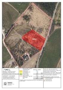 Gårdsplan med arealdata, markslag og eiendomsgrenser