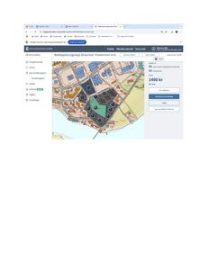 En digital situasjonsplan eller kart fra Byggesoknaden som viser tomt, nabolag og bygninger.