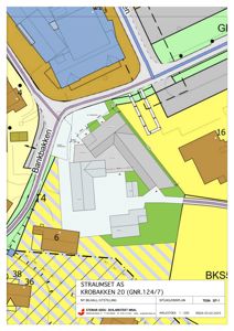 Situasjonsplan som viser tomtens plassering i forhold til nabolag, veier (Bankbakken) og arealbruk.