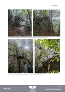 Fotografier av store steinblokker i skog, med beskrivende tekster om subrundet blokk og LBH-blokk.