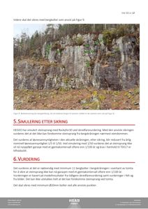 Fotografi av en bergskråning med markerte punkter for bergbolter.